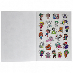 Альбом с наклейками "100 крутых стикеров", ассорти, 4 листа, 195 х 276 мм, склейка, ПП