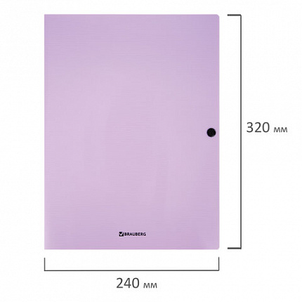 Папка на кнопке пластиковая BRAUBERG "PASTEL", А4, 3 клапана, 600 мкм, цвета ассорти, 272886