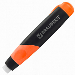 Ластик выдвижной BRAUBERG "REWIND", 112х21х24 мм, белый, пластиковый держатель ассорти, 223593