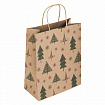 Пакет подарочный КОМПЛЕКТ 10 штук, новогодний, 26x13x32 см, "Kraft Xmas Tree", ЗОЛОТАЯ СКАЗКА, 591959