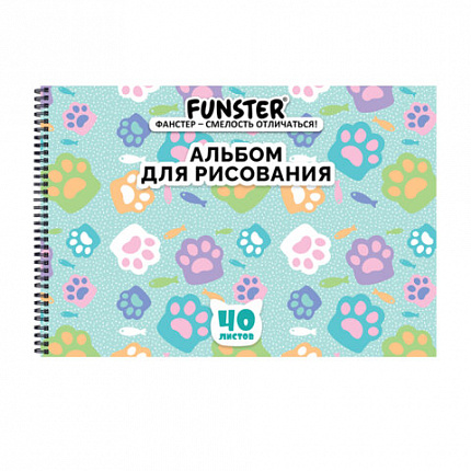 Альбом д/рис. А4 40л., гребень, обложка картон, BRAUBERG, 205х290мм, кросс-серия "КОШАЧЬИ ЛАПКИ", 107520