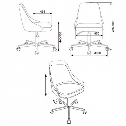 Кресло CH-340M, пятилучие металлическое, ткань, светло-коричневое, 1397884