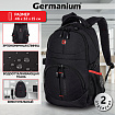 Рюкзак GERMANIUM "S-06" универсальный, уплотненная спинка, облегченный, черный, 46х32х15 см, 226953