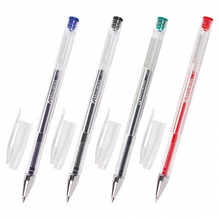 Ручки гелевые BRAUBERG "Jet", НАБОР 4 ЦВЕТА, узел 0,5 мм, линия письма 0,35 мм, 141023