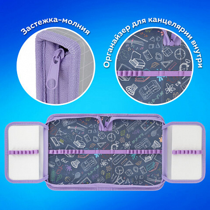 Пенал ПИФАГОР, 1 отделение, 2 откидные планки, полиэстер, 20х14 см, "Cats selfie", 273477