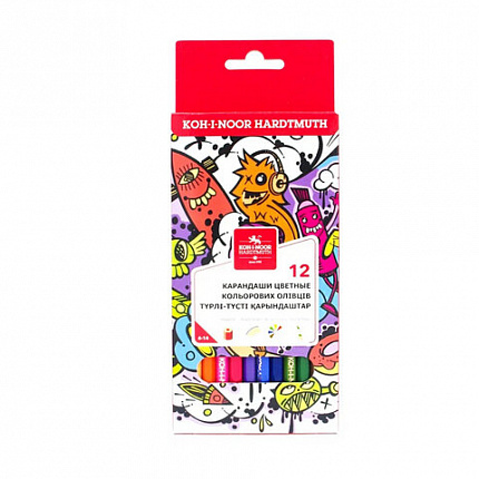 Карандаши цветные KOH-I-NOOR "TEENAGE", 12цв., 3мм, европодвес, 3552/12, 3552012042KSRU