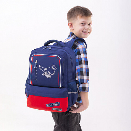 Рюкзак BRAUBERG STAR, 1 отделение, 5 карманов, "White eagle", синий, 40x29x13 см, 271427
