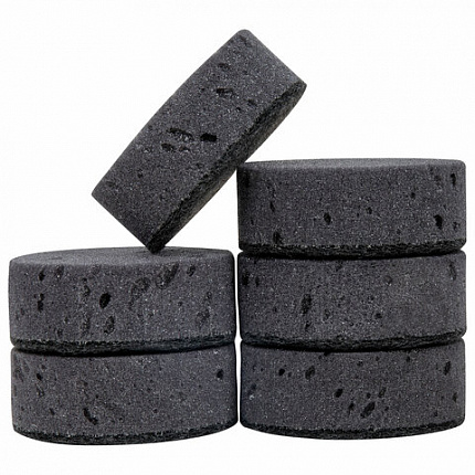 Губки для посуды 9,5х6,5х3,2 см, КОМПЛЕКТ 6 шт., OVAL BLACK, КРУПНОПОРИСТЫЙ поролон с абразивным слоем, LAIMA, 608649