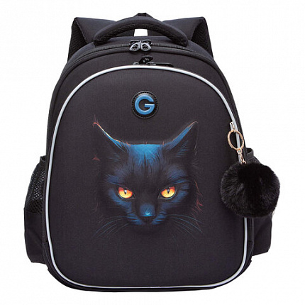 Ранец GRIZZLY анатомическая спинка, c брелоком, для девочек, "I'M HERE", 36х28х20 см, RAz-586-6/1