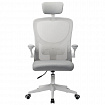 Кресло CROMEX (КРОМЕКС) "Dynamic CH-699", откидные подлокотники, пластик белый, сетка/ткань TW, серое, 533070