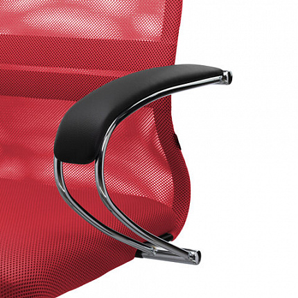 Кресло офисное МЕТТА "SU-B-8" хром, ткань-сетка, сиденье мягкое, красное