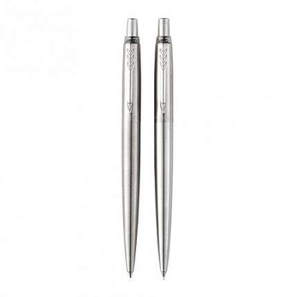 Набор PARKER "Jotter Stainless Steel CT": шариковая ручка синяя и механический карандаш, 2093256