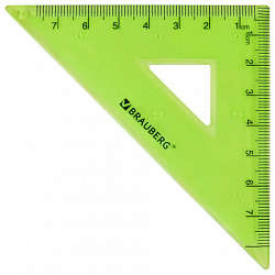 Набор чертежный малый BRAUBERG "FRUITY" (линейка 15 см, 2 треугольника, транспортир), пенал, 210770