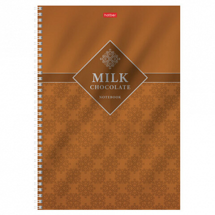 Тетрадь А4 96 л., HATBER, гребень, клетка, металлизированный картон, выборочный лак, "Chocolate" (микс), 083451, 96Т4мтлВ1гр