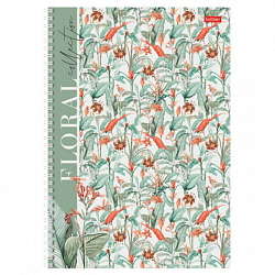 Тетрадь А4 80 л., HATBER, гребень, клетка, матовая ламинация, "Floral collection" (микс в спайке), 082972, 80Т4лВ1гр