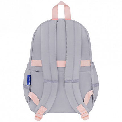 Рюкзак BRAUBERG PASTEL с термонашивками в комплекте, "Sweet paws", серый, 40х29х14 см, 272064