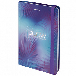 Блокнот с резинкой в клетку 96 л., А5, 145х203 мм, твердая обложка с фольгой, BRAUBERG, "Glow", 113729