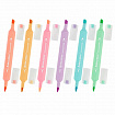Набор текстовыделителей двусторонних (скошенный/кисть) 6 ПАСТЕЛЬНЫХ ЦВЕТОВ, АССОРТИ, BRAUBERG TIP-D, трехгранный корпус, 152533
