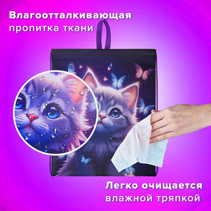 Мешок для обуви BRAUBERG KIDS, с петлей, 42х34 см, "Curious cat", 273434