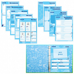 Папка-портфолио школьника "ОТЛИЧНИК", 4 кольца, 20 файлов, 10 вкладышей, 7БЦ матовая, BRAUBERG, 115240
