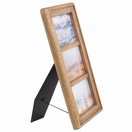 Рамка из мангового дерева BRAUBERG LOFT TRINITY, 3 фото 10х15 см, акриловый экран, 20х35,5 см, 391282