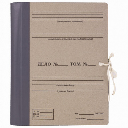 Папка архивная для переплета "Форма 21" 80 мм, с гребешками, 4 отверстия, завязки, STAFF, 112172