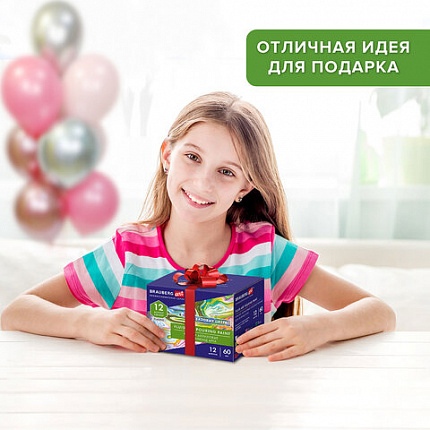 Краски акриловые для техники "Флюид Арт" (POURING PAINT), НАБОР 12 цветов по 60 мл, BRAUBERG ART CLASSIC, 192236