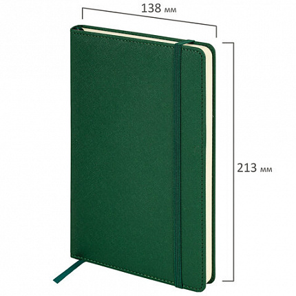 Ежедневник недатированный А5 138х213 мм, BRAUBERG "Base", под кожу, 160 л., темно-зеленый, 116257