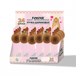 Ручка с пушистой подвеской шариковая FUNSTER (ФАНСТЕР) "FLUFFY CAPY", СИНЯЯ, пишущий узел 0,7 мм, 144521