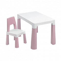 Стол детский + стул BRABIX KIDS CS-003, 2-7 лет, пластик белый + розовый, 533291