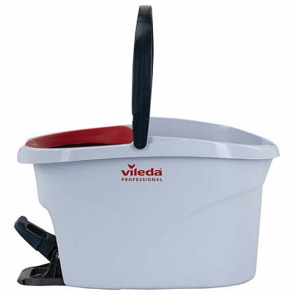 Швабра с отжимом и ведром 10л VILEDA PROFESSIONAL "УльтраСПИН Мини", КОМПЛЕКТ с телескопич. ЧЕРЕНКОМ 84-144 см, насадкой, красный, 158011
