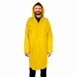 Дождевик плащ на кнопках, EVA, многоразовый прочный, чехол в комплекте, универсальный размер, желтый, SHAMAANI (ШАМААНИ), 610934