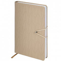 Ежедневник недатированный А5 138х213 мм, BRAUBERG "Braided", под кожу, гвоздик 160 л., бежевый, 116598