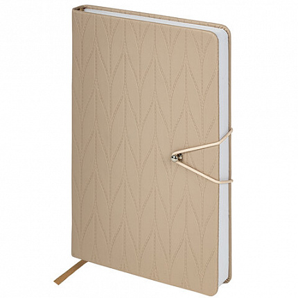 Ежедневник недатированный А5 138х213 мм, BRAUBERG "Braided", под кожу, гвоздик 160 л., бежевый, 116598