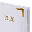 Ежедневник датированный 2026, А5, 138x213 мм, BRAUBERG "Senator", под кожу, белый, 117095