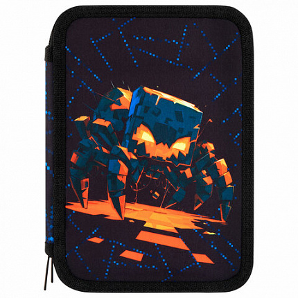 Пенал BRAUBERG, 2 отделения, полиэстер, 21х14 см, "Fire spider", 273537