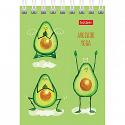 Блокнот МАЛЫЙ ФОРМАТ А7 75х105 мм, 60 л., гребень, картон, клетка, HATBER, "Йога-Фитнес", 066625, 60Б7В1гр