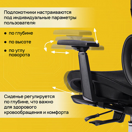 Кресло BRABIX PREMIUM "ER-700", подножка, слайдер, синхромеханизм, сетка, черное, 532947