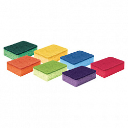 Губки для посуды 10х7х3 см, КОМПЛЕКТ 7 шт., MAXI, поролон с абразивным слоем, COLOR, YORK, 30180