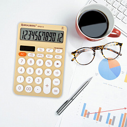 Калькулятор настольный BRAUBERG STYLE-12-BG (157х106 мм), 12 разрядов, двойное питание, БЕЖЕВЫЙ, 272967