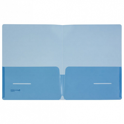 Папка-уголок с 2 карманами BRAUBERG, синяя, 0,18 мм, 224883