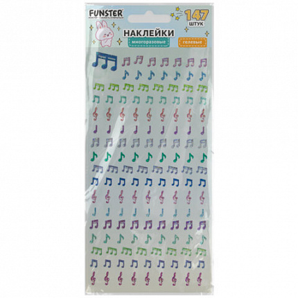 Наклейки гелевые "Яркое ассорти", 17,5х9 см, ассорти 8 видов, FUNSTER (ФАНСТЕР), 666101