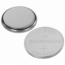 Батарейки литиевые SONNEN Lithium CR2025, "таблетки, дисковые, кнопочные", КОМПЛЕКТ 5 шт., блистер, 457140