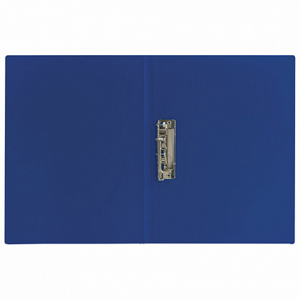 Папка с боковым металлическим прижимом STAFF, синяя, до 100 листов, 0,5 мм, 229232