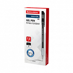 Ручка гелевая с грипом BRAUBERG "Max-Oil Gel", ЧЕРНАЯ, игольчатый узел 0,5 мм, линия письма 0,3 мм, 144260