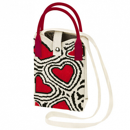 Сумочка-органайзер повседневная HEIKKI KNIT (ХЕЙКИ) кросс боди, вязаная, 17х12х5 см, "Red and black", 273796