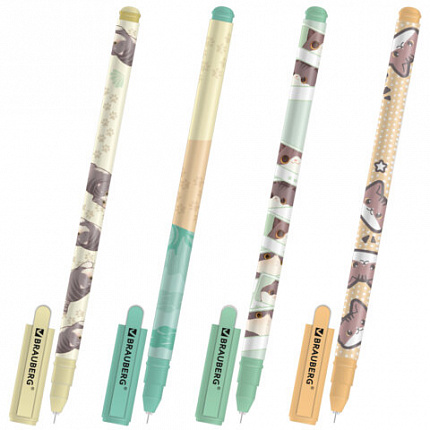 Ручка гелевая, кросс-серия "МИЛЫЕ КОТЫ", BRAUBERG,синяя, ассорти, игольчатый наконечник 0,5мм,144480