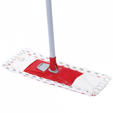Швабра с флаундером 40 см, составной черенок 120 см, МОП микрофибра/абразив + МОП СИНЕЛЬ, PERKLIN (ПЕРКЛИН), 700987