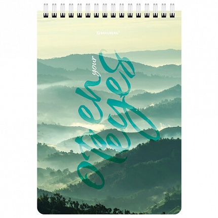 Блокнот А5 (146х206 мм), 60 л., гребень, картон, клетка, BRAUBERG, "Горы в облаках", 114361