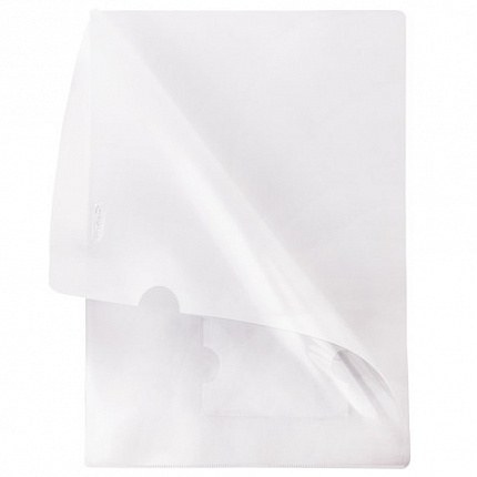 Папка-уголок с карманом для визитки, А4, прозрачная, 0,18 мм, AGкм4 00100, V246931